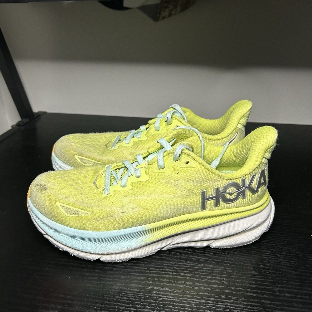 Hoka One One Neon Yellow & Light Blue Women's Running Shoes